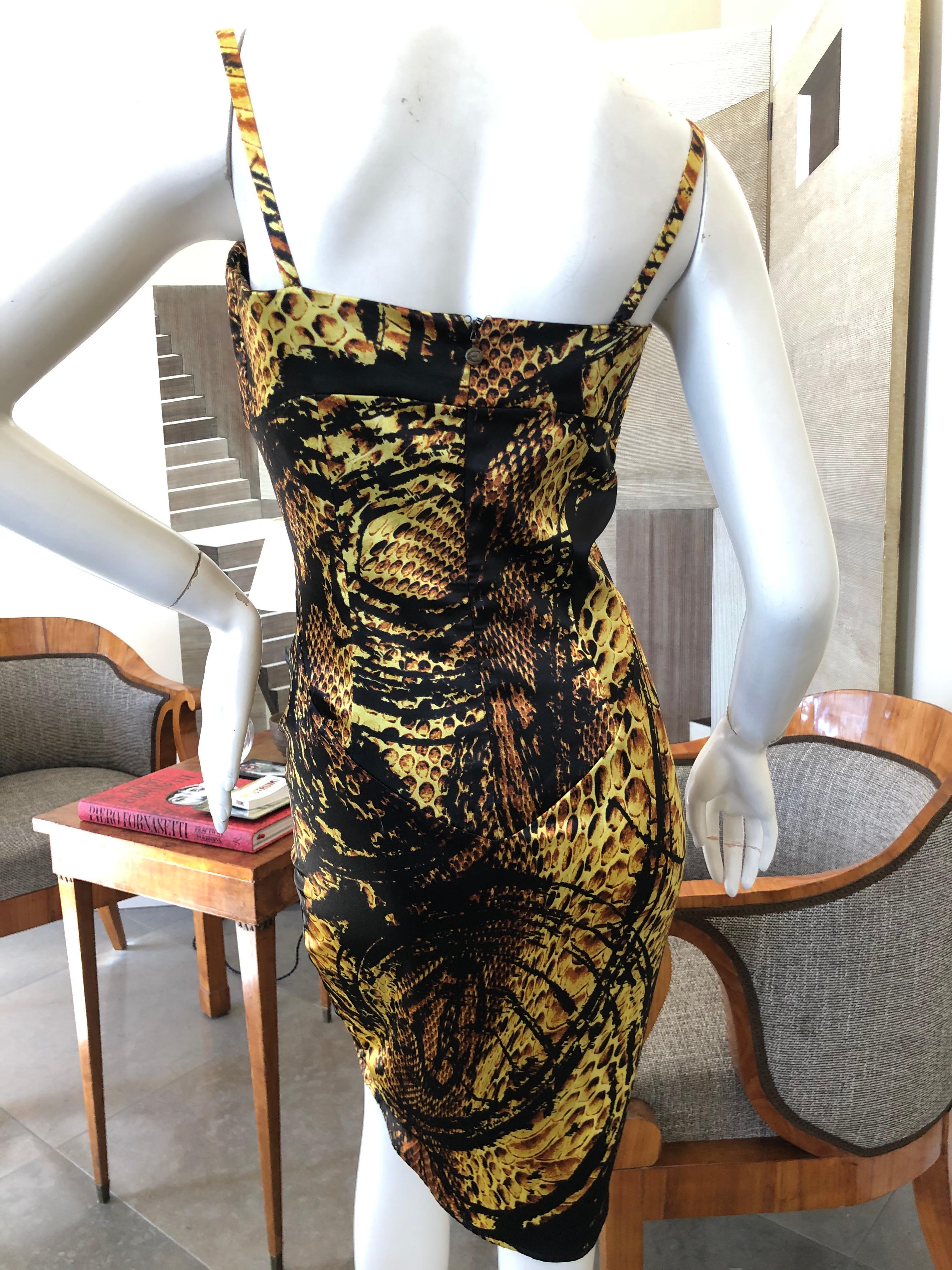 Roberto Cavalli Gold Reptile Print Cocktail Dress for Just Cavalli In Excellent Condition For Sale In Cloverdale, CA