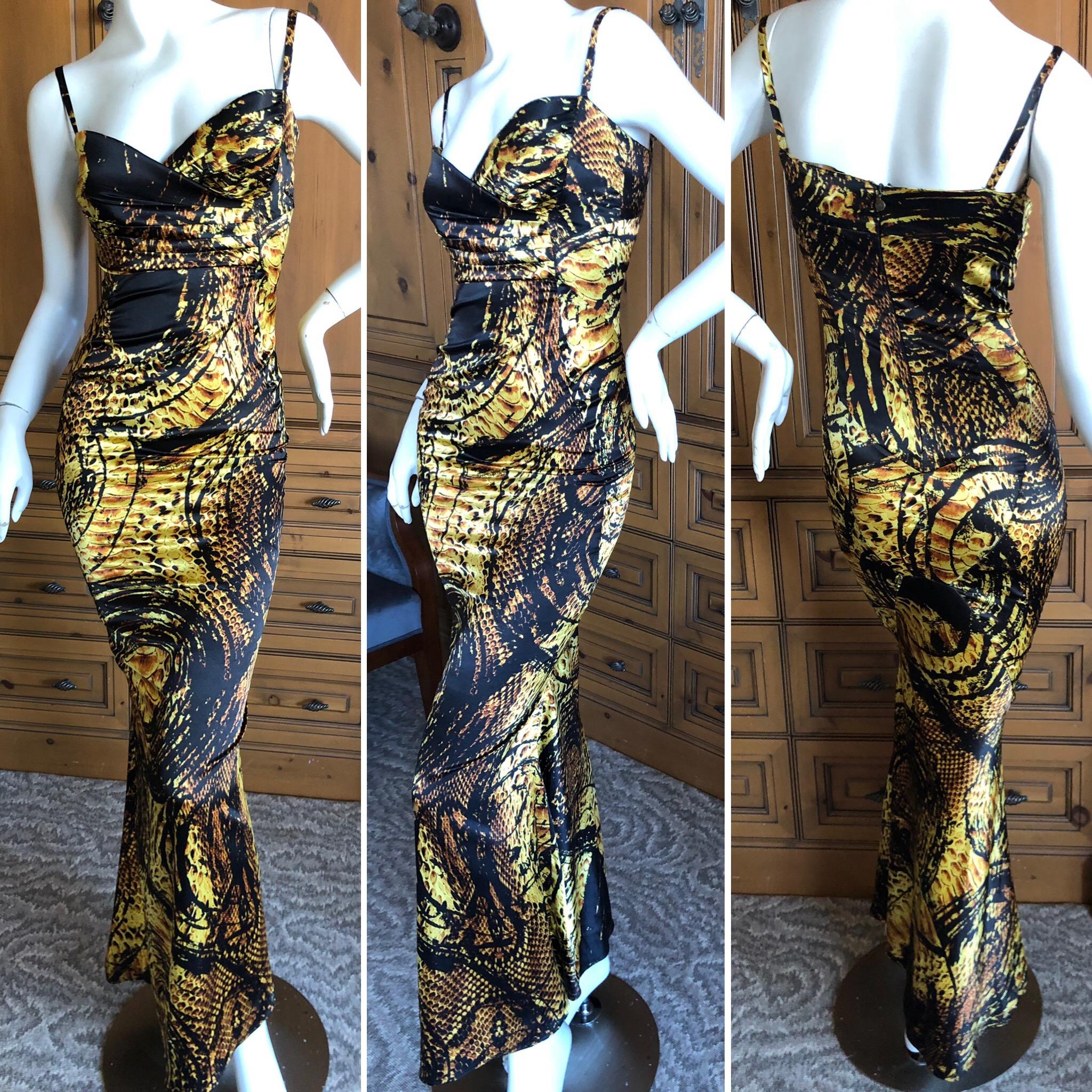 Roberto Cavalli Gold Reptile Print Evening Dress for Just Cavalli

Size 38, but runs small
 Bust 34