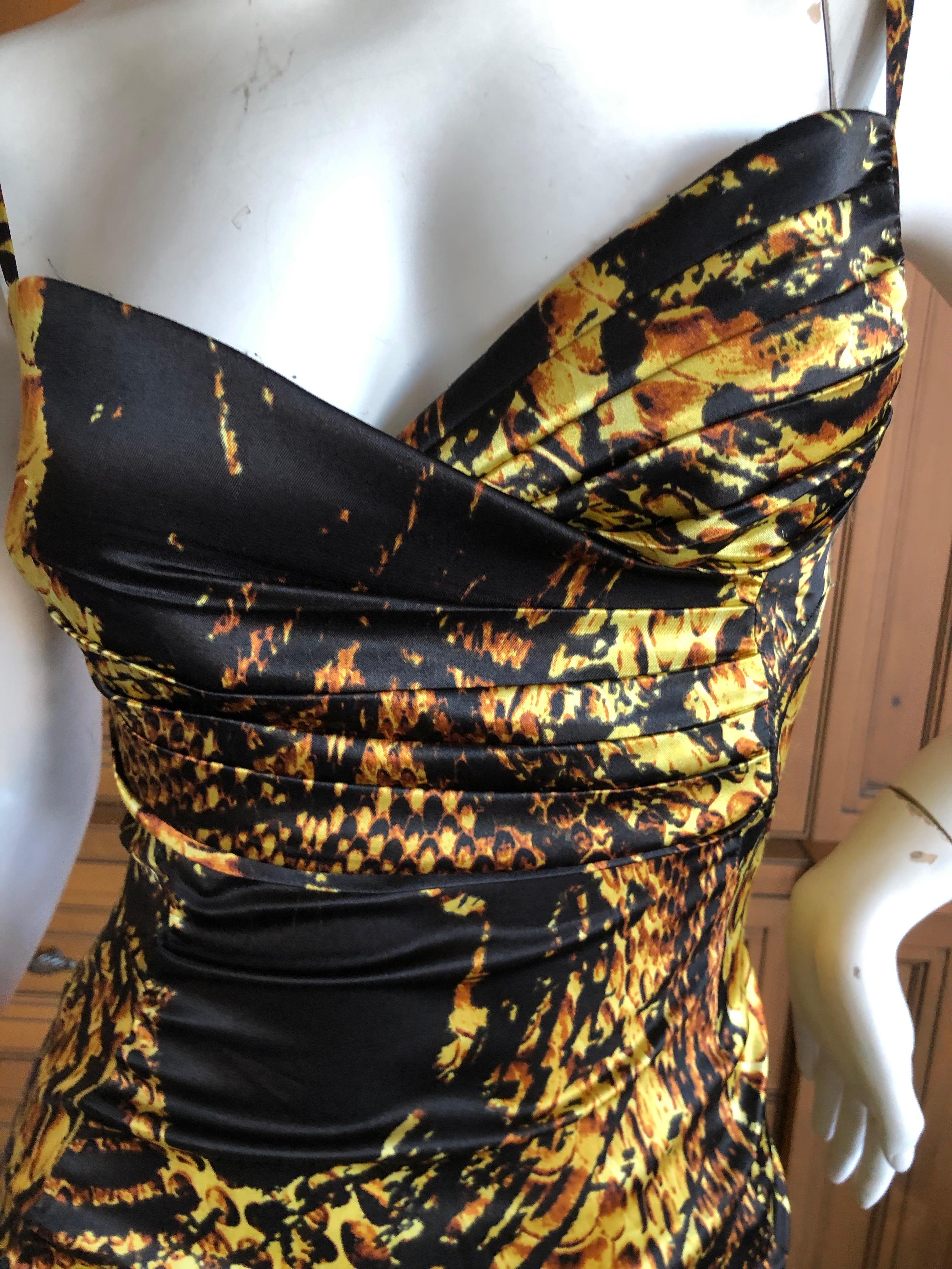 Roberto Cavalli Gold Reptile Print Evening Dress for Just Cavalli In Excellent Condition For Sale In Cloverdale, CA