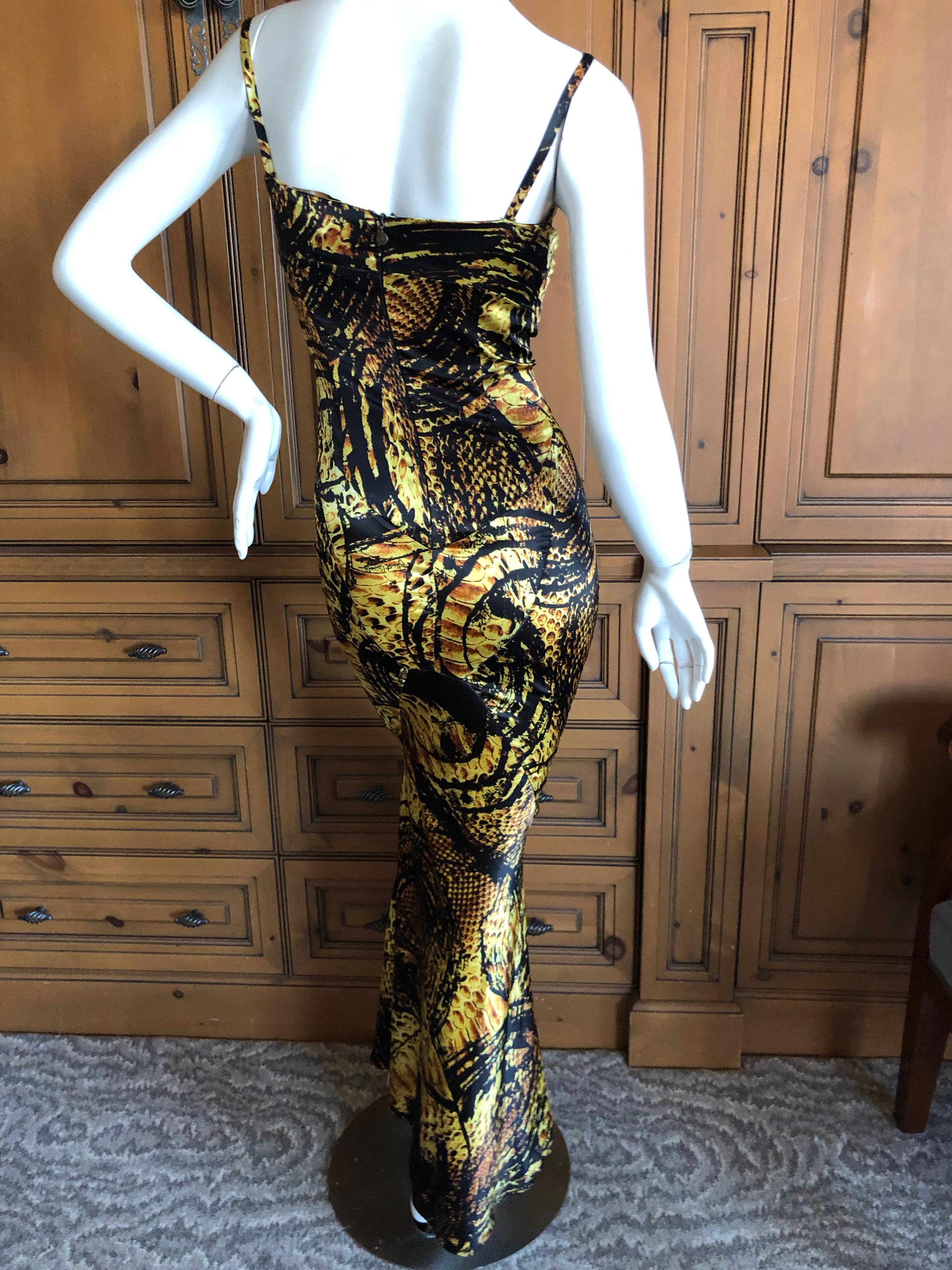 Roberto Cavalli Gold Reptile Print Evening Dress for Just Cavalli For Sale 1