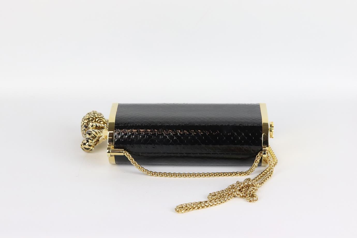 Women's Roberto Cavalli Gold Tone Python Cylinder Shoulder Bag