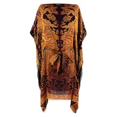 Roberto Cavalli Golden Silk Printed Kaftan Dress - Size US 12