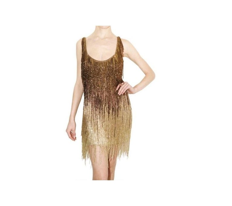 Brown Roberto Cavalli Beaded Fringe Dress as seen Taylor Swift For Sale