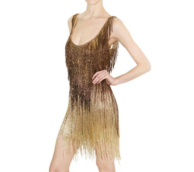 Roberto Cavalli Beaded Fringe Dress as seen Taylor Swift In Excellent Condition For Sale In Montgomery, TX