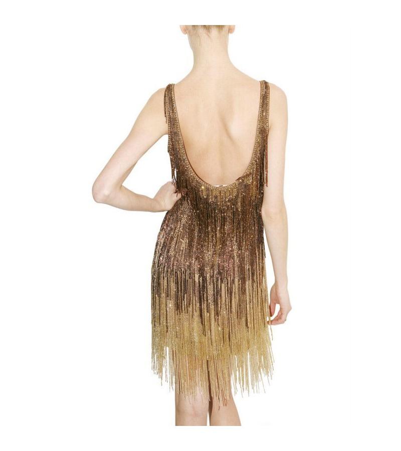 Brown Roberto Cavalli Beaded Fringe Dress as seen Taylor Swift