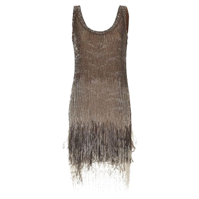 yellow beaded prom dress Sheer-Corset Short Party Dress with Beaded Fringe Black / 2