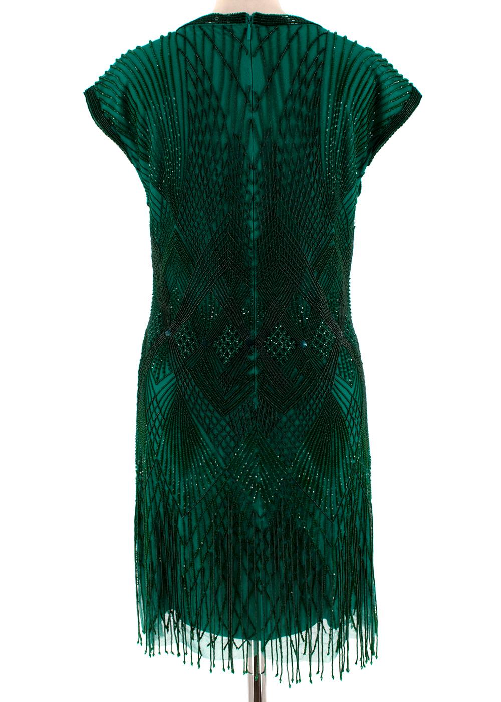 Black Roberto Cavalli Green Beaded Mini Dress US6