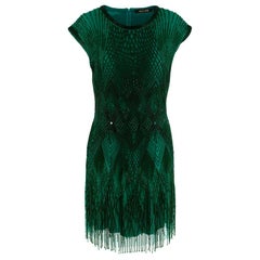 Roberto Cavalli Green Beaded Mini Dress US6