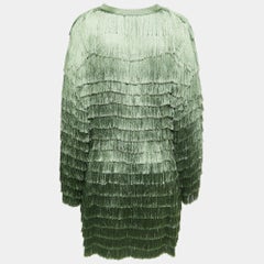 Roberto Cavalli Green Fringed Silk Jacket M