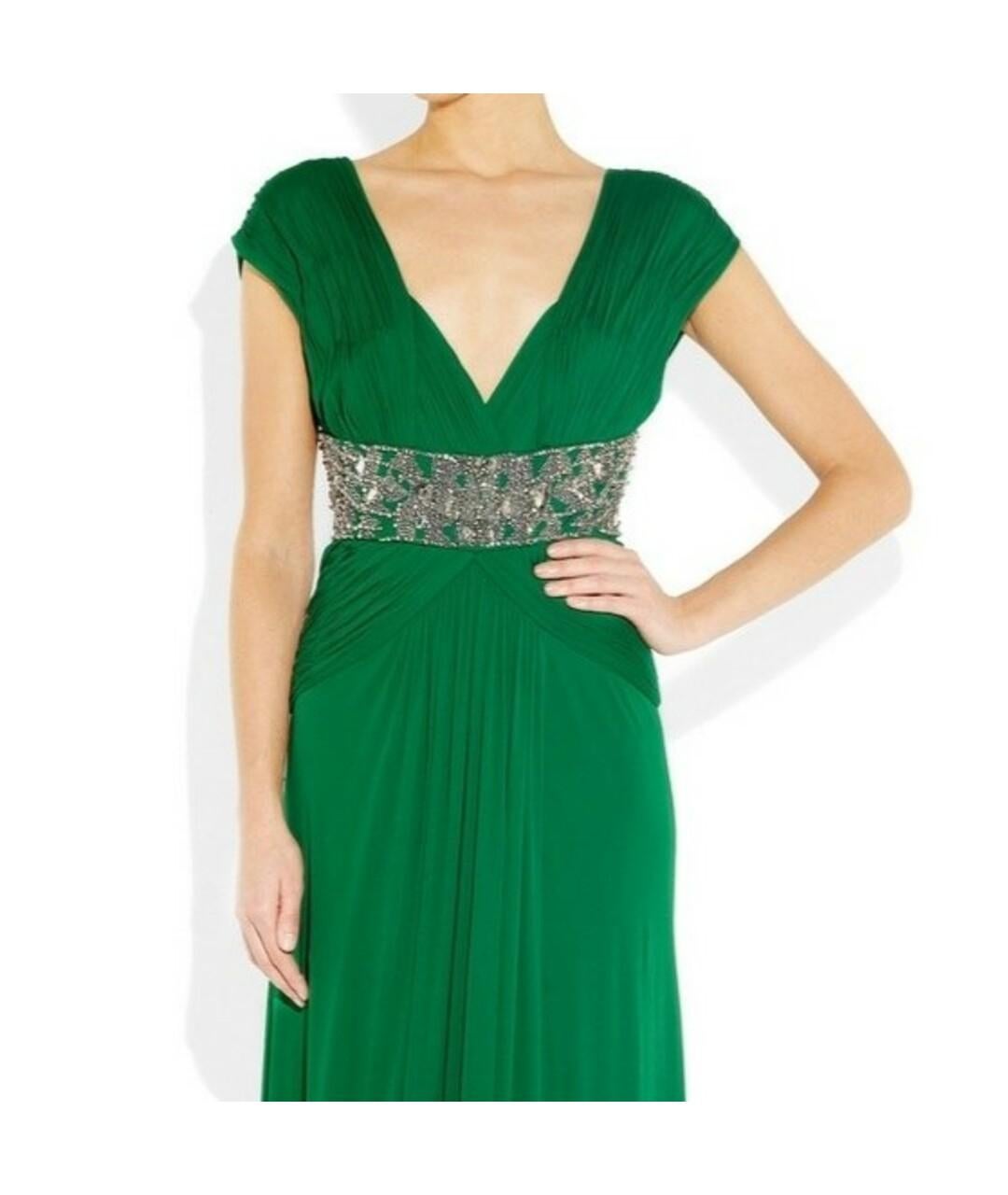 Green ROBERTO CAVALLI GREEN GOWN DRESS DECORATED with STONES  EU 38