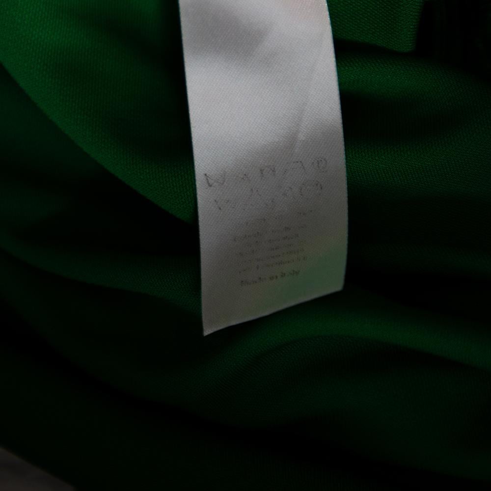 Roberto Cavalli Grünes Jersey-Kleid mit kalten Schultern und Quaste und detailliertem Gürtel M Damen im Angebot