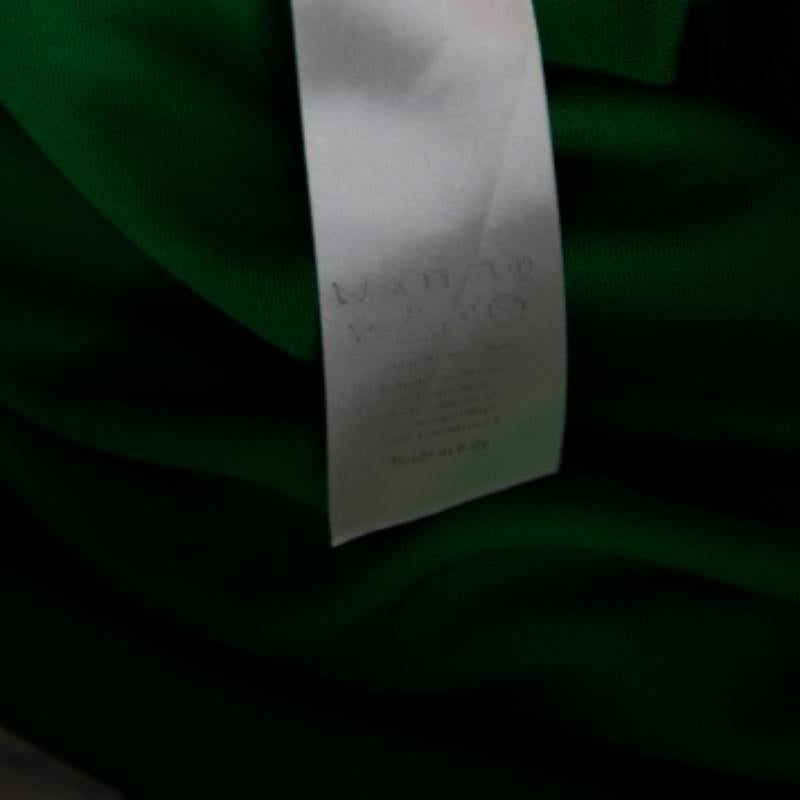 Roberto Cavalli - Robe ceinturée en jersey vert avec épaules dénudées et nœud à pompons, taille M 2