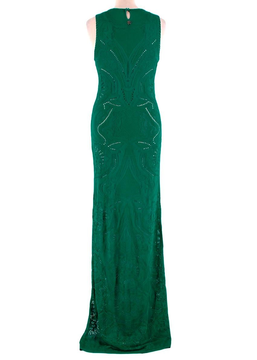 Roberto Cavalli Green Knit Lace Sleeveless Gown - Size US 0-2 1