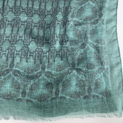 ROBERTO CAVALLI Green Mixed SNake Print Cashmere Blend Scarf