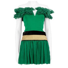 Roberto Cavalli Green Ruffle Trimmed Co-ord Size XS