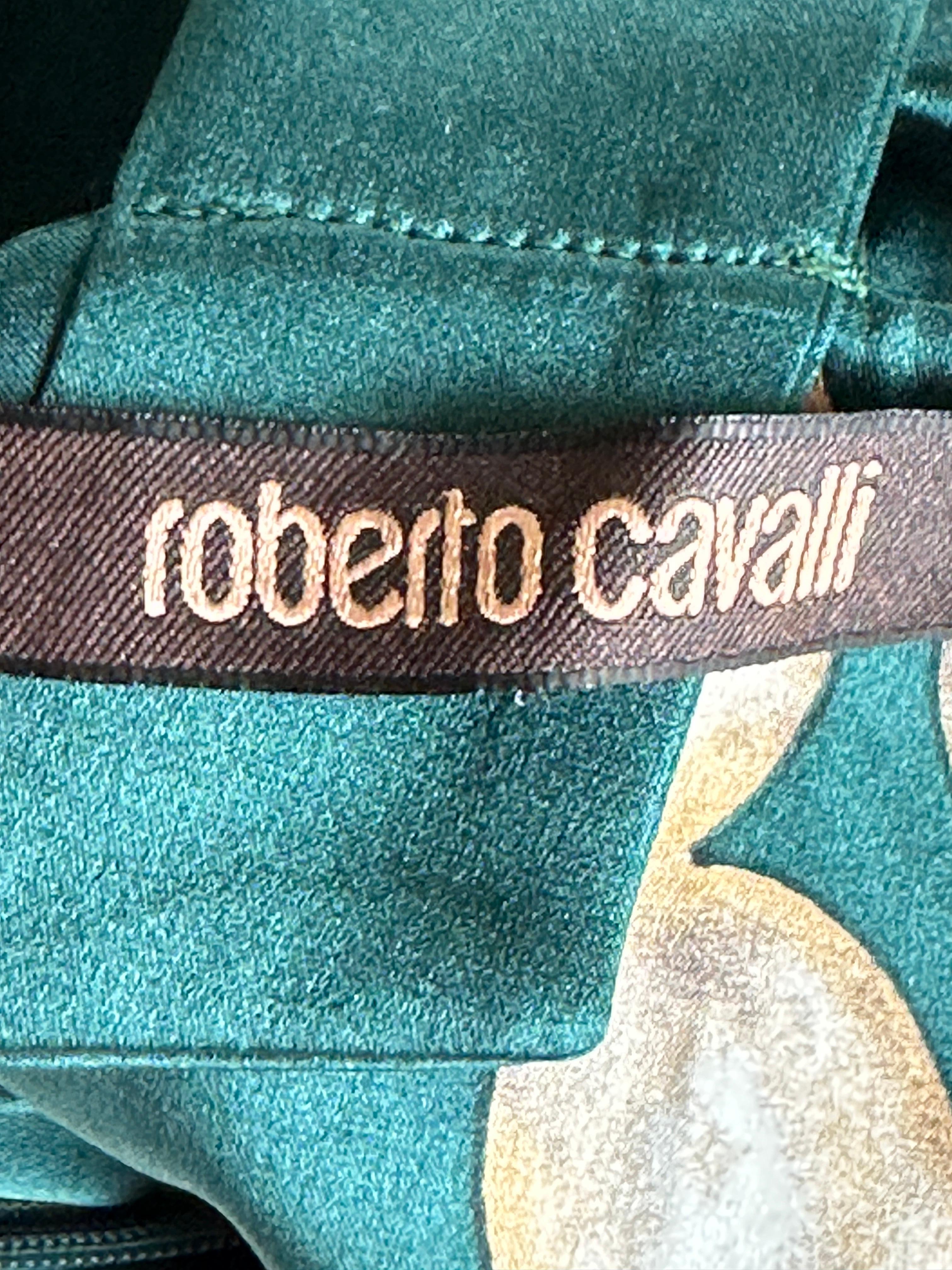 Roberto Cavalli Green Silk Trompe l'oeil 