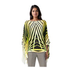 Roberto Cavalli Green Striped Boat Neck Top Size M