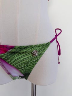 Roberto Cavalli Green & Violet Orchid-Print String Bikini