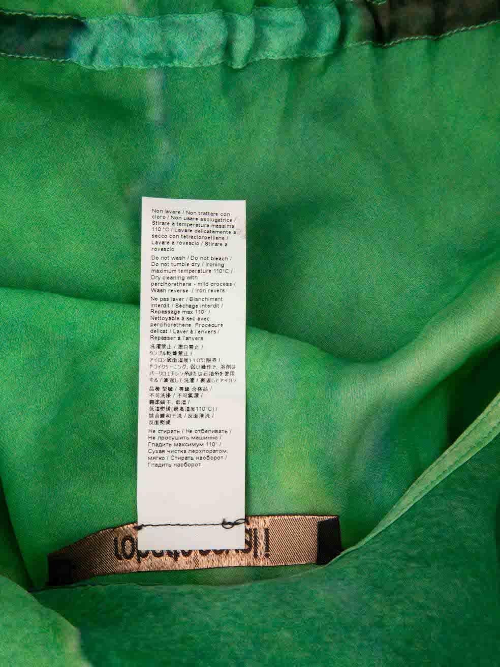 Roberto Cavalli Grünes Drapiertes Oberteil mit Aquarelldruck Größe M Damen im Angebot