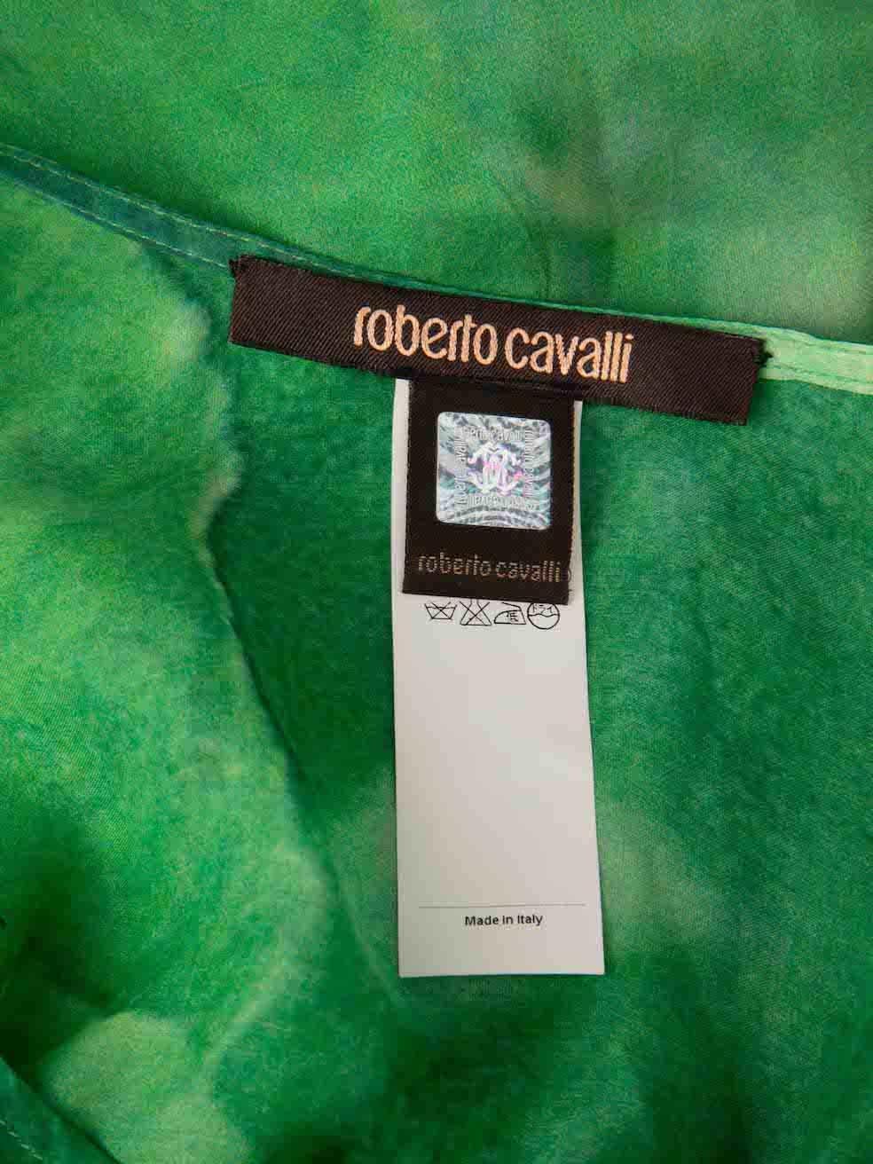 Roberto Cavalli Green Watercolour Print Drape Top Size M For Sale 1