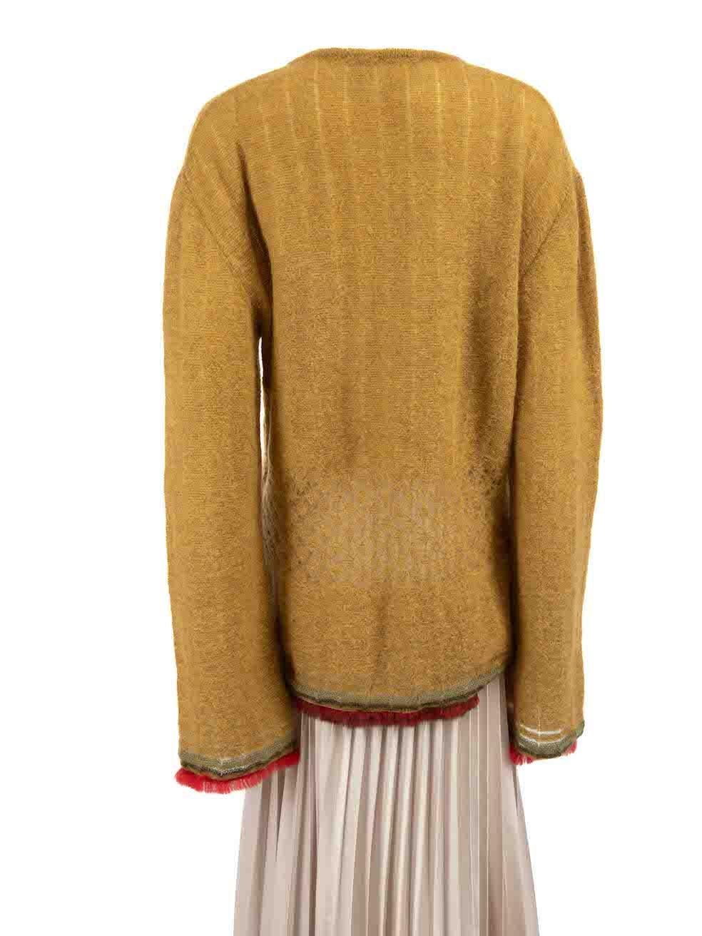 Roberto Cavalli Cardigan vert bordé de fourrure de laine taille XL Bon état - En vente à London, GB