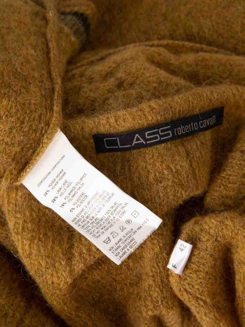 Roberto Cavalli Cardigan vert bordé de fourrure de laine taille XL Pour femmes en vente