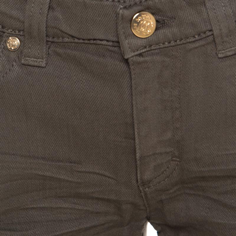 Roberto Cavalli Graue Denim-Jeans mit niedriger Taille, Regular Fit, Größe M im Angebot 1