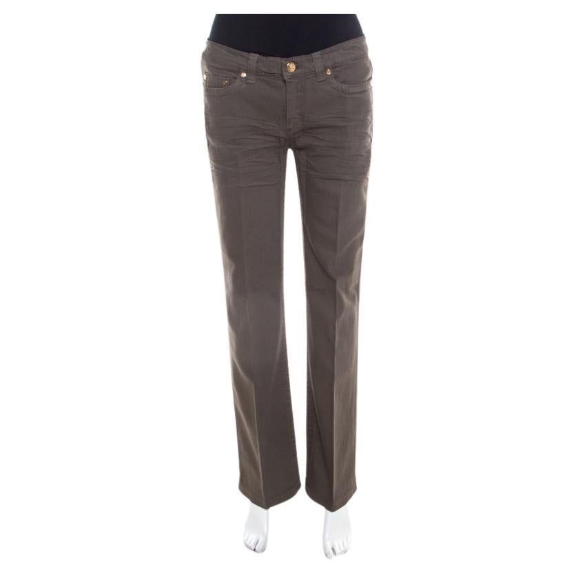 Roberto Cavalli Graue Denim-Jeans mit niedriger Taille, Regular Fit, Größe M im Angebot
