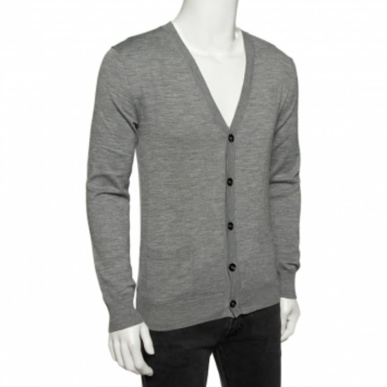 Cardigan à poches en tricot gris Roberto Cavalli, M Pour hommes en vente