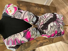 Roberto Cavalli - Top imprimé gris et rose