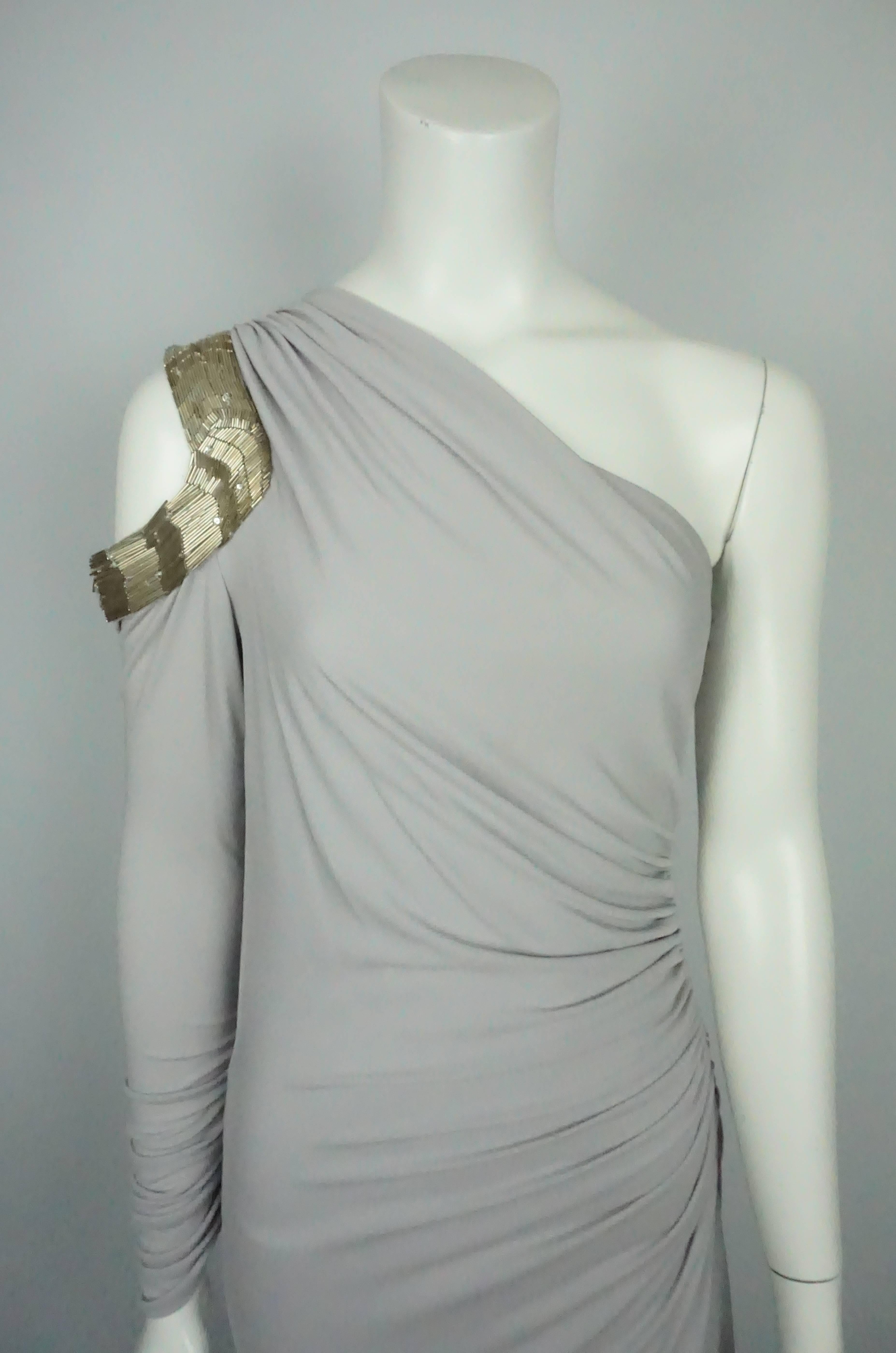 gray silk gown