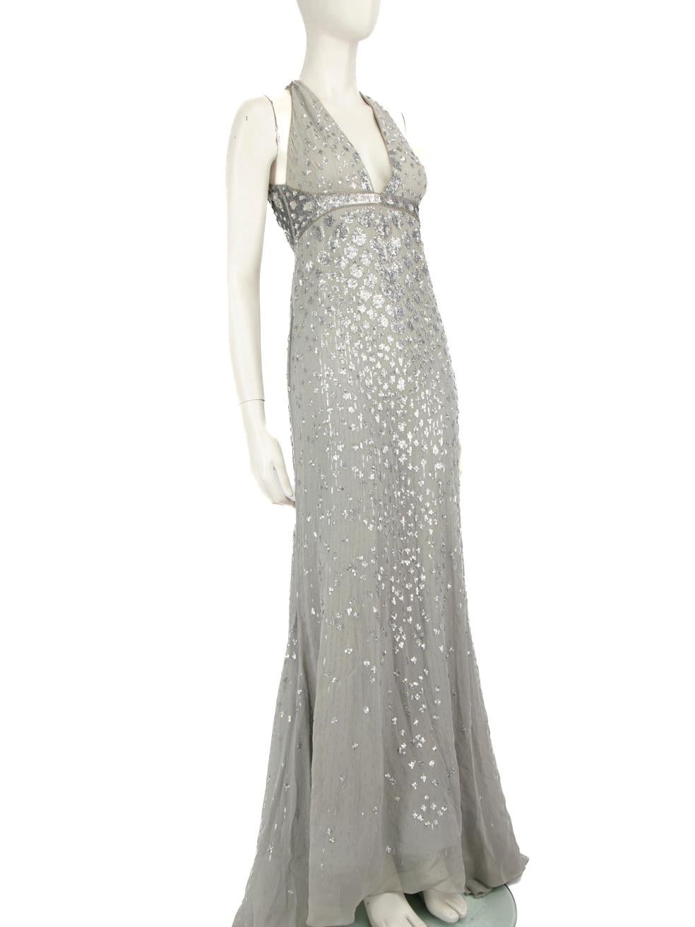 CONDITION is Good. General wear to dress is evident. Moderate signs of wear to embellishment with loose embellishments, thread ends and sequins throughout and light discolouration mark on the inner lining on this used Roberto Cavalli designer resale