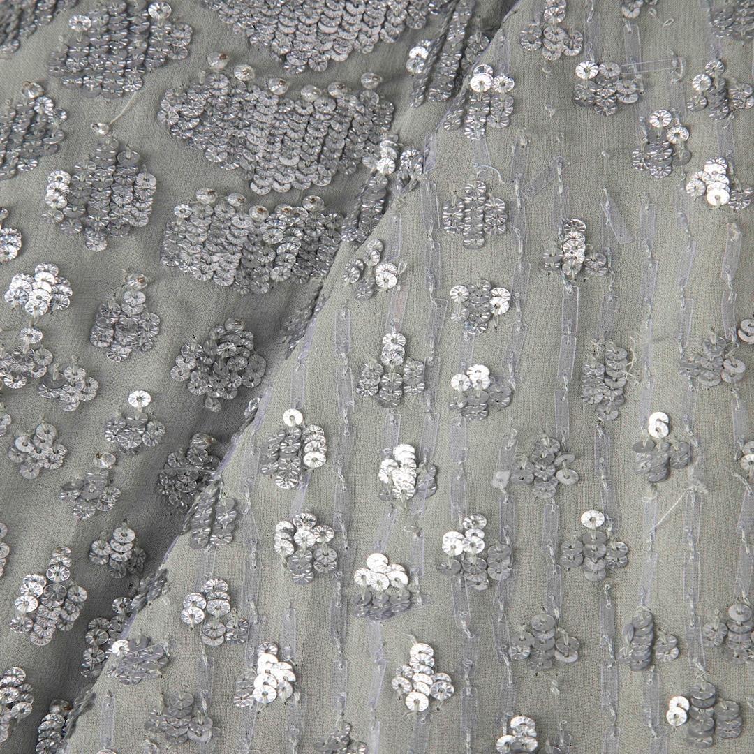 Roberto Cavalli Grey Silk Sequinned Maxi Gown Size M In Good Condition In London, GB