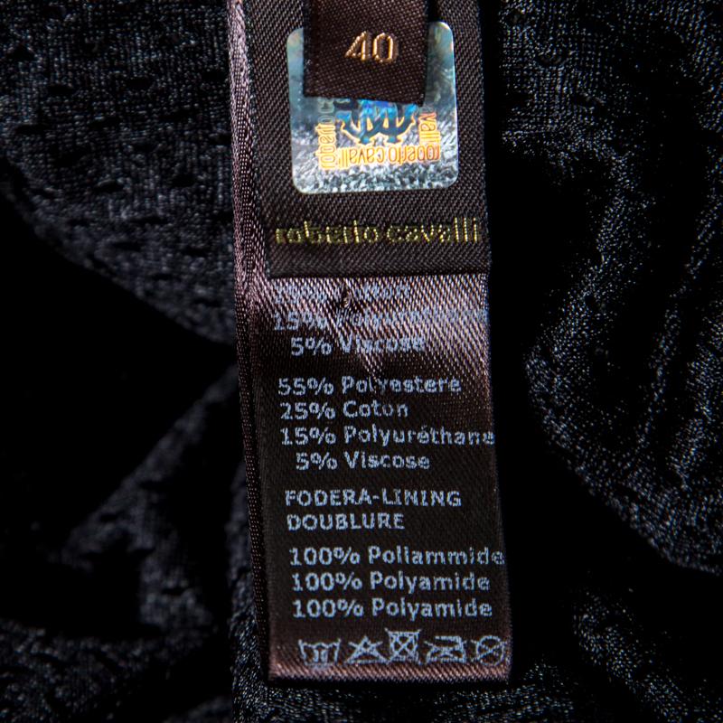 Roberto Cavalli Gym Black Knit Faux Leather Trim Hooded Sweatshirt S 2