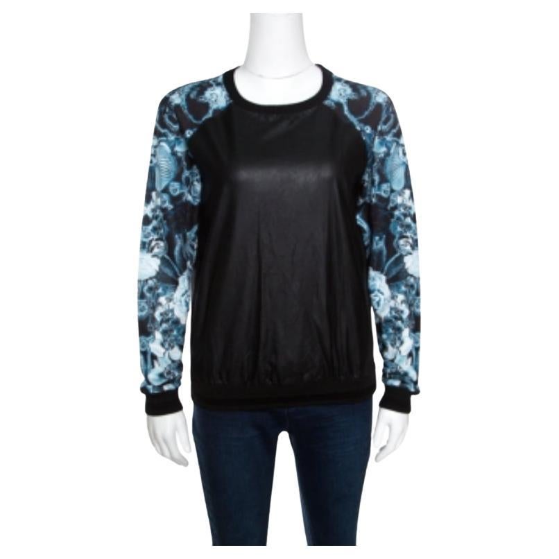 Roberto Cavalli Sudadera de manga raglán con detalle de piel sintética S