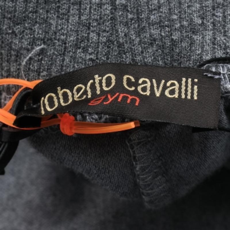 Black Roberto Cavalli Gym Grey Velvet Track Pants 3XL For Sale