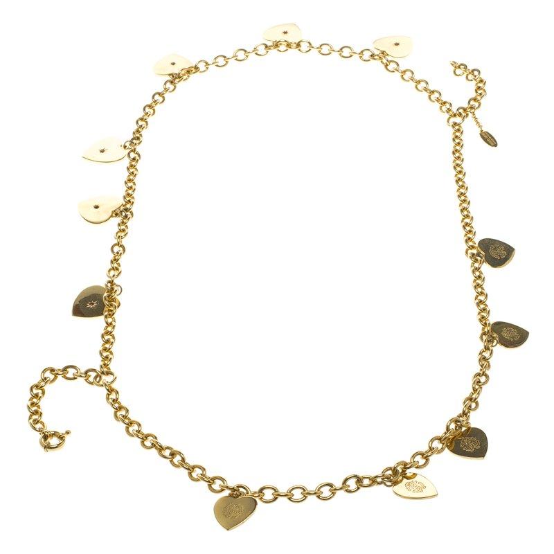 Contemporary Roberto Cavalli Heart Multichain Gold Tone Necklace