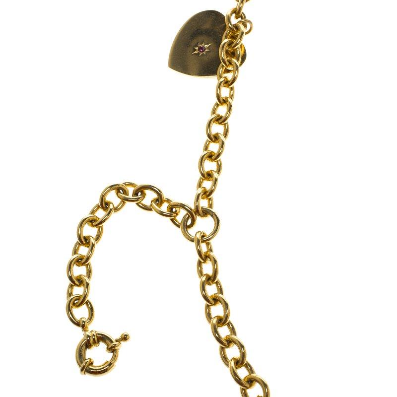 Roberto Cavalli Heart Multichain Gold Tone Necklace In Good Condition In Dubai, Al Qouz 2