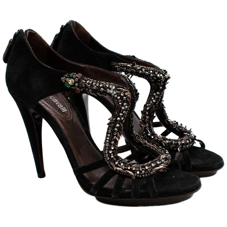 Roberto Cavalli Heels With Snake Embellishment - Size 38.5 For Sale
