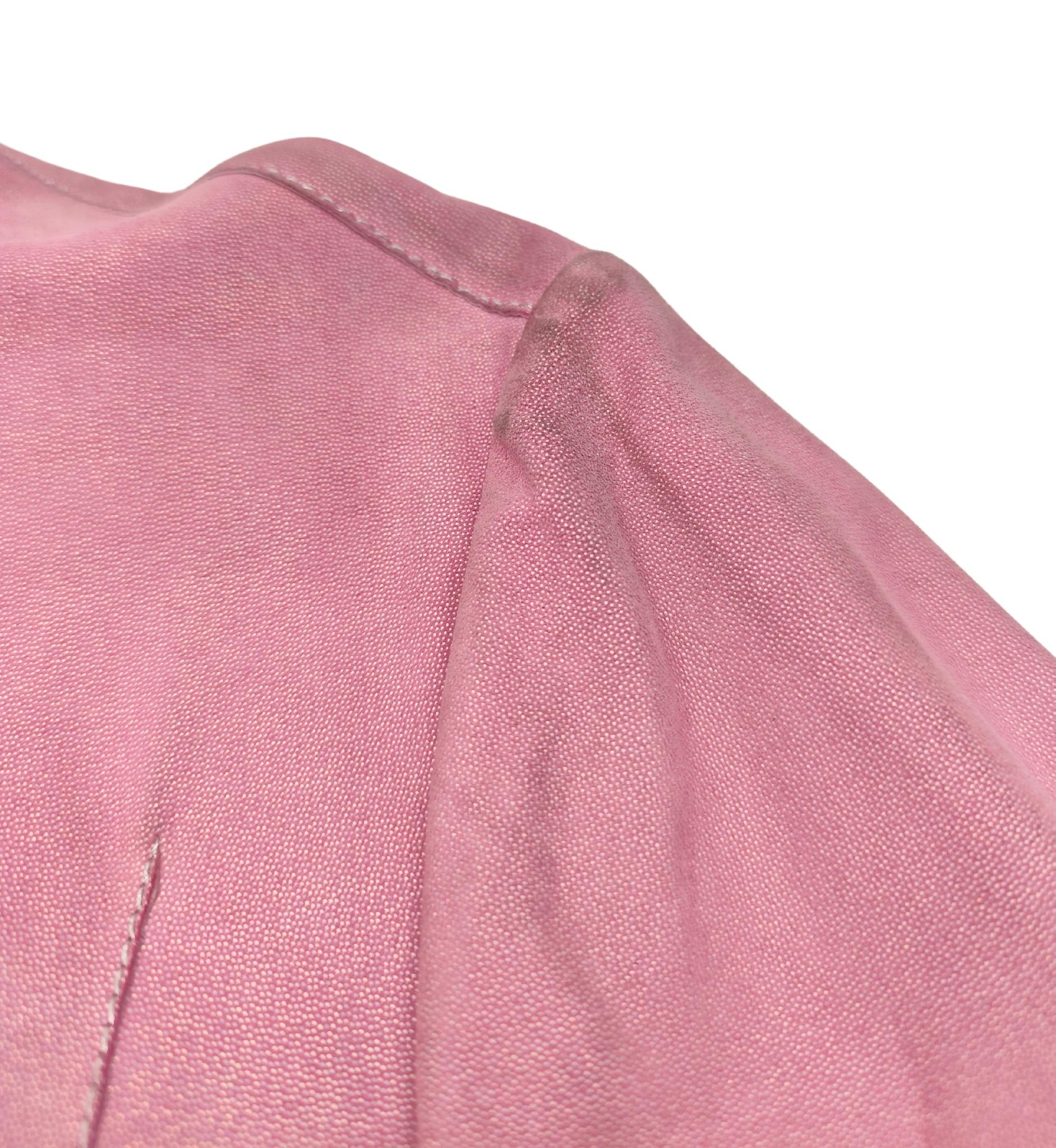 Roberto Cavalli holographic pink suede leather shirt 5