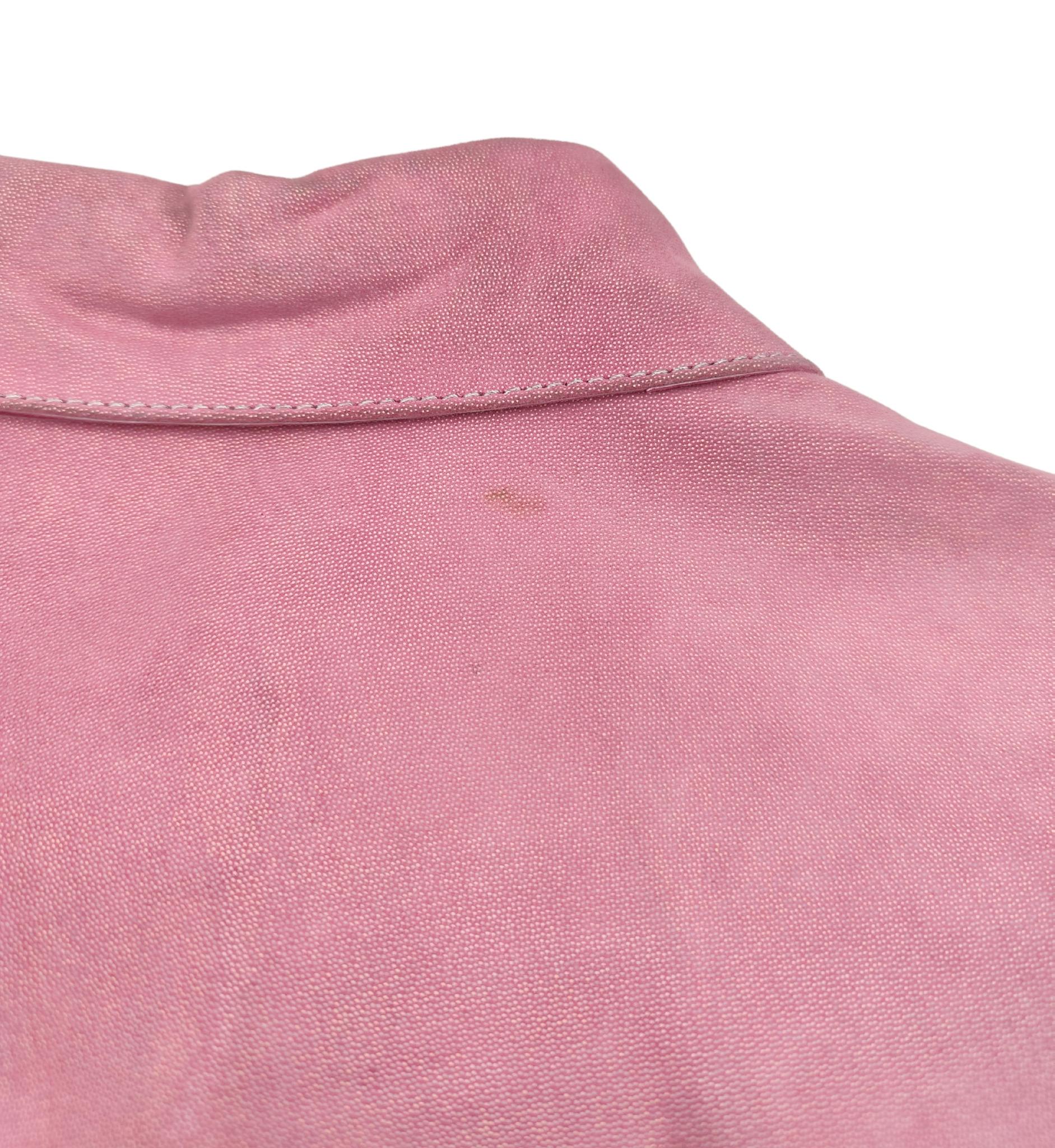 Roberto Cavalli holographic pink suede leather shirt 7