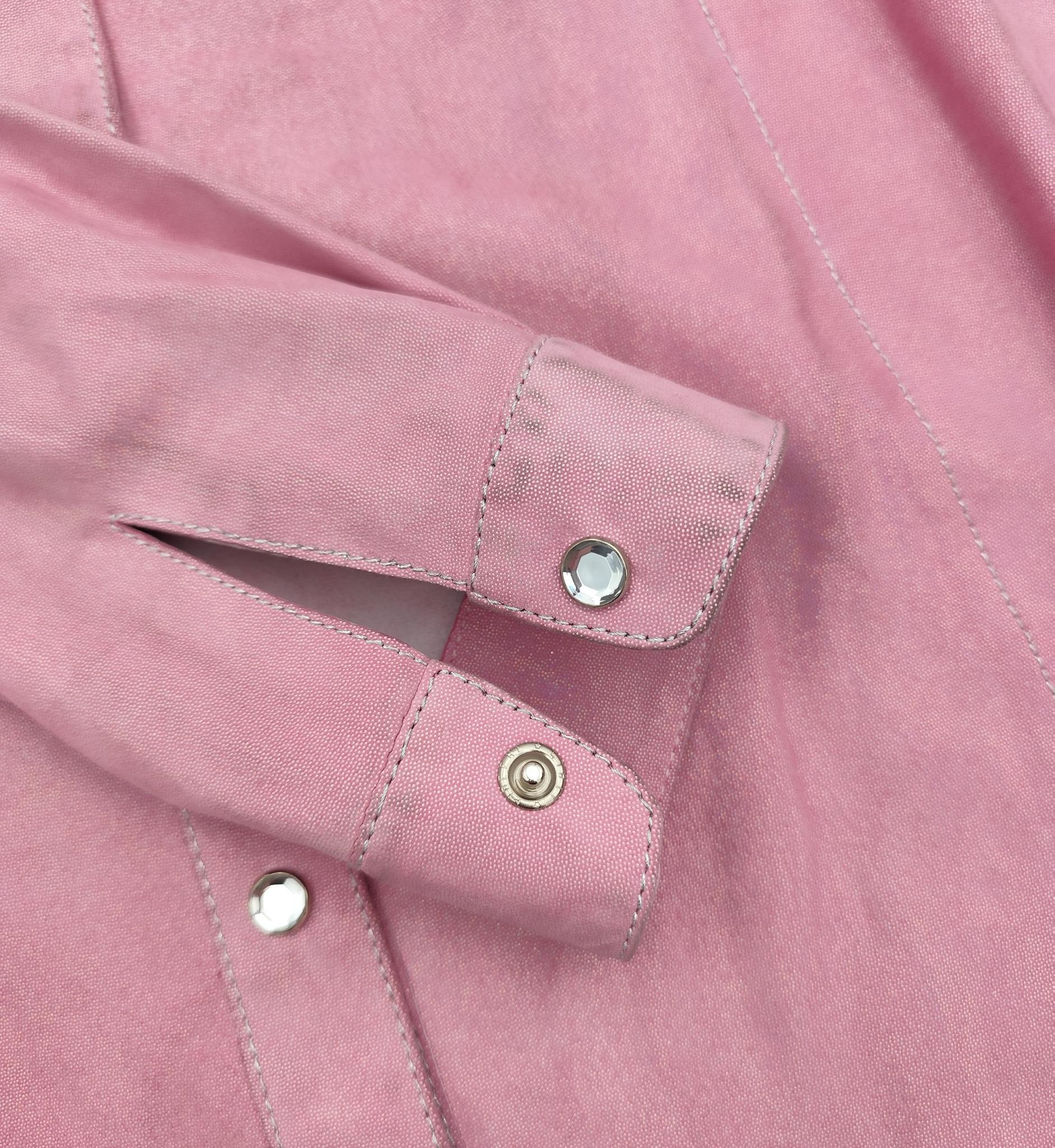 Roberto Cavalli holographic pink suede leather shirt 10