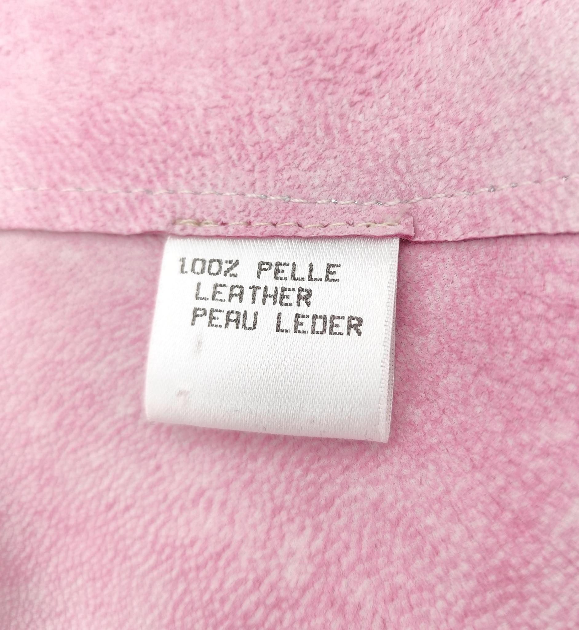 Roberto Cavalli holographic pink suede leather shirt 13