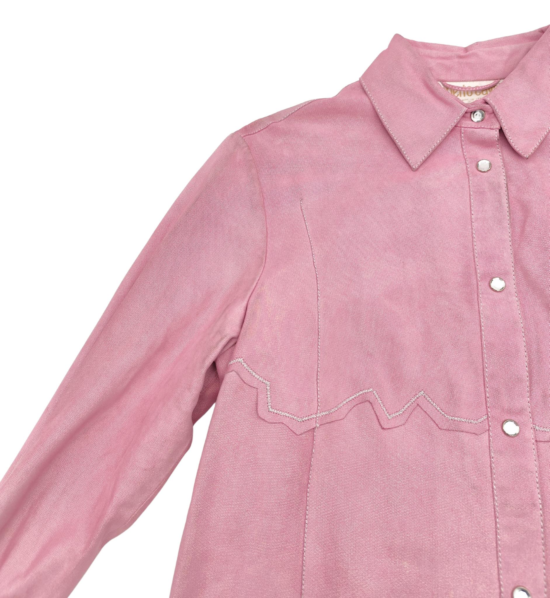 Roberto Cavalli holographic pink suede leather shirt 1