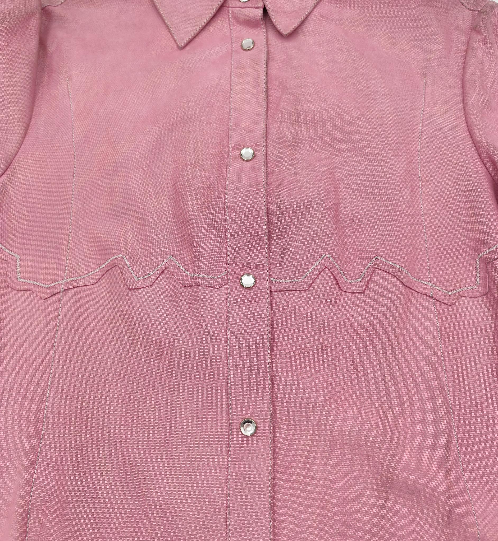 Roberto Cavalli holographic pink suede leather shirt 2