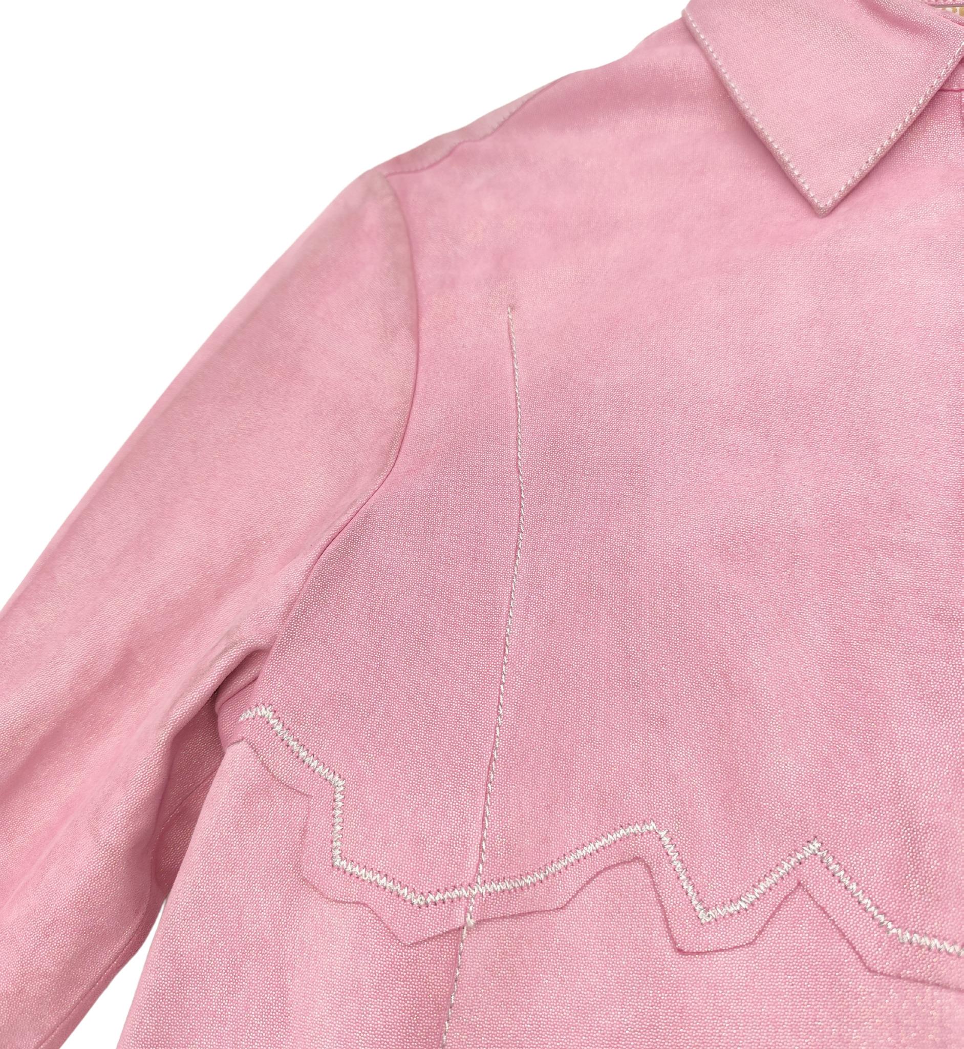Roberto Cavalli holographic pink suede leather shirt 3