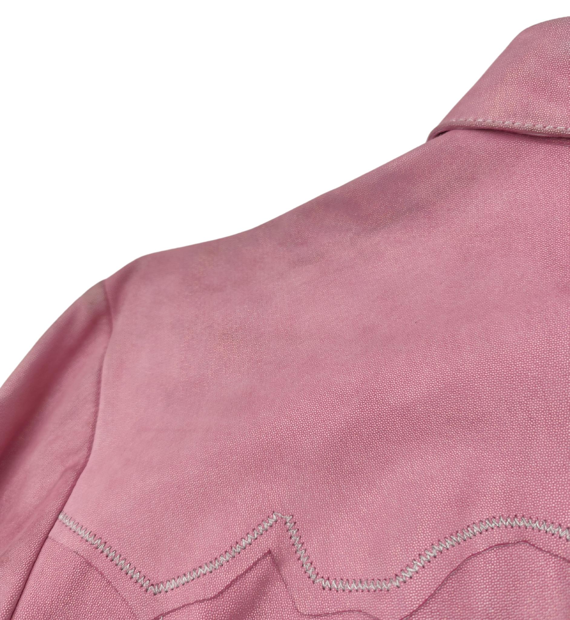 Roberto Cavalli holographic pink suede leather shirt 4