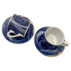 Juego de 2 tazas y platillos para café espresso "Dama Oscura" 2010s Roberto Cavalli Home