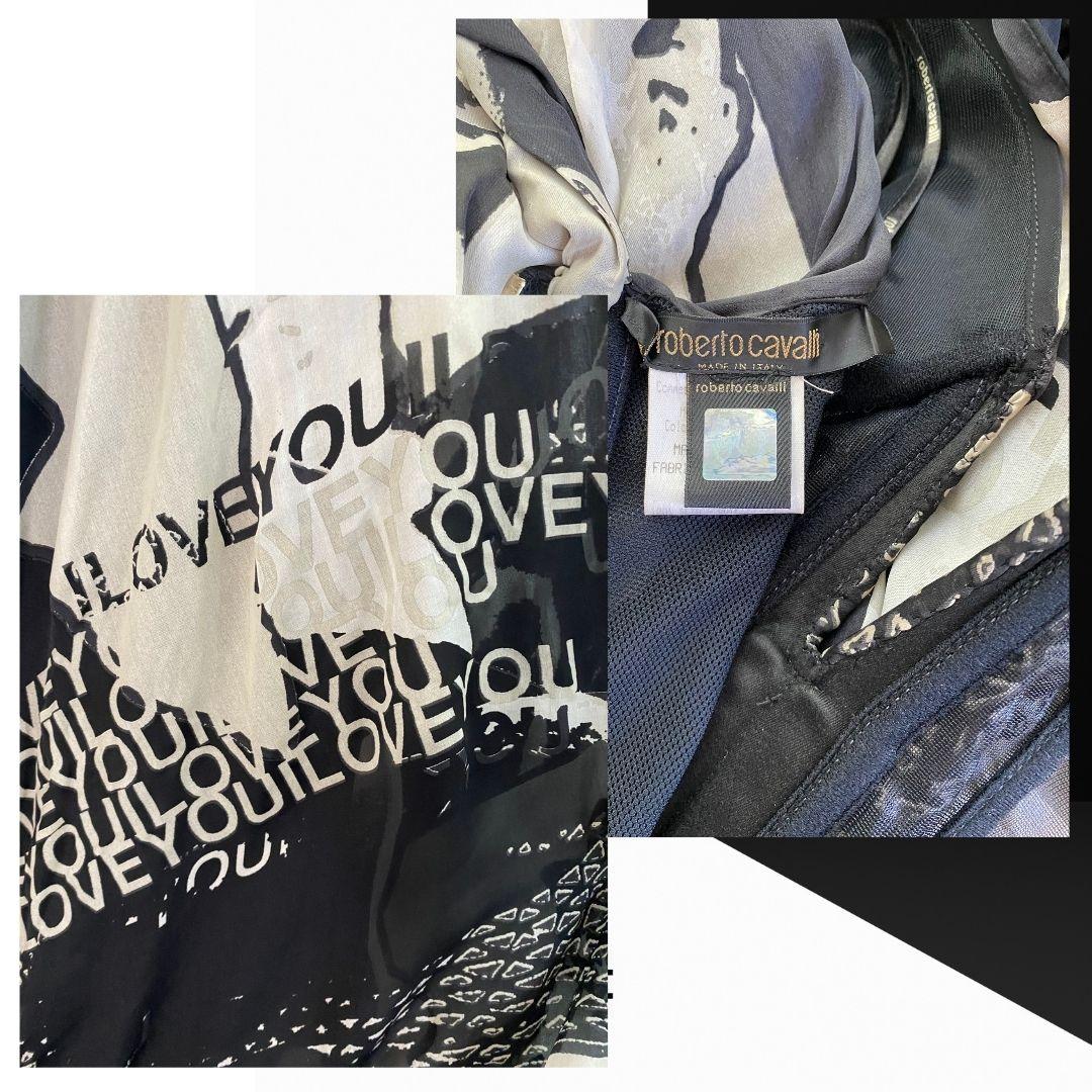 De las mujeres Vestido de noche Roberto Cavalli I Love You Logo Runway F/W 2003 Talla 40IT