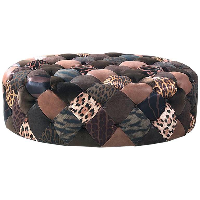 Roberto Cavalli Iconic Collection Limbo Large Round Pouf For Sale